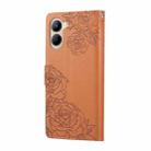 For Realme C33 4G India / C33 2023 Rose Flower Embossed 3-Card Slots Leather Phone Case(Brown) - 3