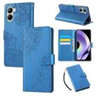 For Realme C33 4G India / C33 2023 Rose Flower Embossed 3-Card Slots Leather Phone Case(Blue) - 1