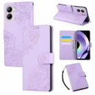 For Realme C33 4G India / C33 2023 Rose Flower Embossed 3-Card Slots Leather Phone Case(Purple) - 1