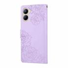 For Realme C33 4G India / C33 2023 Rose Flower Embossed 3-Card Slots Leather Phone Case(Purple) - 3