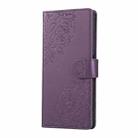For Realme C67 4G / 12 Lite 4G Global Rose Flower Embossed 3-Card Slots Leather Phone Case(Deep Purple) - 2