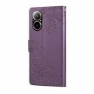 For Realme C67 4G / 12 Lite 4G Global Rose Flower Embossed 3-Card Slots Leather Phone Case(Deep Purple) - 3