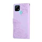 For Realme C21 Rose Flower Embossed 3-Card Slots Leather Phone Case(Purple) - 3
