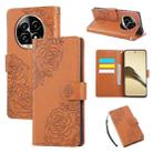For Realme 13 Pro Rose Flower Embossed 3-Card Slots Leather Phone Case(Brown) - 1