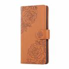 For Realme 13 Pro Rose Flower Embossed 3-Card Slots Leather Phone Case(Brown) - 2