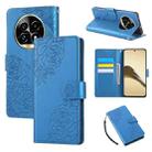 For Realme 13 Pro Rose Flower Embossed 3-Card Slots Leather Phone Case(Blue) - 1