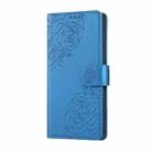 For Realme 13 Pro Rose Flower Embossed 3-Card Slots Leather Phone Case(Blue) - 2