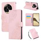 For Realme 13 Pro Rose Flower Embossed 3-Card Slots Leather Phone Case(Pink) - 1