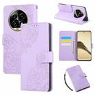 For Realme 13 Pro Rose Flower Embossed 3-Card Slots Leather Phone Case(Purple) - 1