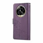For Realme 13 Pro Rose Flower Embossed 3-Card Slots Leather Phone Case(Deep Purple) - 3