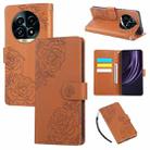 For Realme 13 Pro+ 5G Global Rose Flower Embossed 3-Card Slots Leather Phone Case(Brown) - 1