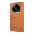 For Realme 13 Pro+ 5G Global Rose Flower Embossed 3-Card Slots Leather Phone Case(Brown) - 3