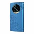 For Realme 13 Pro+ 5G Global Rose Flower Embossed 3-Card Slots Leather Phone Case(Blue) - 3