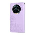 For Realme 13 Pro+ 5G Global Rose Flower Embossed 3-Card Slots Leather Phone Case(Purple) - 3