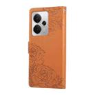 For Realme 14 5G Global Rose Flower Embossed 3-Card Slots Leather Phone Case(Brown) - 3
