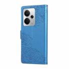 For Realme 14 5G Global Rose Flower Embossed 3-Card Slots Leather Phone Case(Blue) - 3