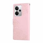 For Realme 14 5G Global Rose Flower Embossed 3-Card Slots Leather Phone Case(Pink) - 3