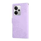 For Realme 14 5G Global Rose Flower Embossed 3-Card Slots Leather Phone Case(Purple) - 3