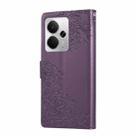 For Realme 14 5G Global Rose Flower Embossed 3-Card Slots Leather Phone Case(Deep Purple) - 3