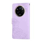 For Realme 14 Pro 5G Global Rose Flower Embossed 3-Card Slots Leather Phone Case(Purple) - 3