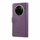 For Realme 14 Pro 5G Global Rose Flower Embossed 3-Card Slots Leather Phone Case(Deep Purple) - 3