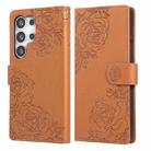 For Samsung Galaxy S25 Ultra 5G Rose Flower Embossed 3-Card Slots Leather Phone Case(Brown) - 2