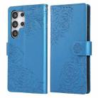 For Samsung Galaxy S25 Ultra 5G Rose Flower Embossed 3-Card Slots Leather Phone Case(Blue) - 2