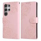 For Samsung Galaxy S25 Ultra 5G Rose Flower Embossed 3-Card Slots Leather Phone Case(Pink) - 2