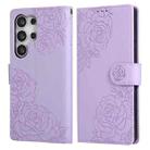 For Samsung Galaxy S25 Ultra 5G Rose Flower Embossed 3-Card Slots Leather Phone Case(Purple) - 2