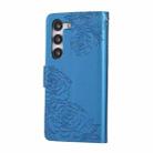 For Samsung Galaxy S23 5G Rose Flower Embossed 3-Card Slots Leather Phone Case(Blue) - 3