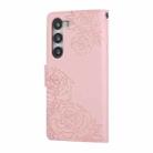 For Samsung Galaxy S23 5G Rose Flower Embossed 3-Card Slots Leather Phone Case(Pink) - 3
