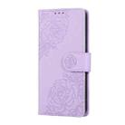 For Samsung Galaxy S23 5G Rose Flower Embossed 3-Card Slots Leather Phone Case(Purple) - 2