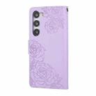 For Samsung Galaxy S23 5G Rose Flower Embossed 3-Card Slots Leather Phone Case(Purple) - 3
