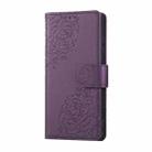 For Samsung Galaxy S23 5G Rose Flower Embossed 3-Card Slots Leather Phone Case(Deep Purple) - 2