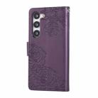 For Samsung Galaxy S23 5G Rose Flower Embossed 3-Card Slots Leather Phone Case(Deep Purple) - 3