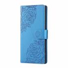 For Samsung Galaxy S24 Ultra 5G Rose Flower Embossed 3-Card Slots Leather Phone Case(Blue) - 2