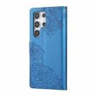 For Samsung Galaxy S24 Ultra 5G Rose Flower Embossed 3-Card Slots Leather Phone Case(Blue) - 3