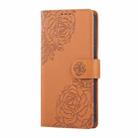 For Samsung Galaxy S22+ 5G Rose Flower Embossed 3-Card Slots Leather Phone Case(Brown) - 2