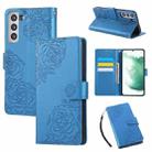 For Samsung Galaxy S22+ 5G Rose Flower Embossed 3-Card Slots Leather Phone Case(Blue) - 1