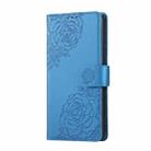 For Samsung Galaxy S22+ 5G Rose Flower Embossed 3-Card Slots Leather Phone Case(Blue) - 2