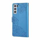 For Samsung Galaxy S22+ 5G Rose Flower Embossed 3-Card Slots Leather Phone Case(Blue) - 3