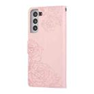 For Samsung Galaxy S22+ 5G Rose Flower Embossed 3-Card Slots Leather Phone Case(Pink) - 3
