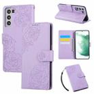 For Samsung Galaxy S22+ 5G Rose Flower Embossed 3-Card Slots Leather Phone Case(Purple) - 1
