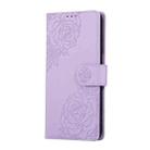 For Samsung Galaxy S22+ 5G Rose Flower Embossed 3-Card Slots Leather Phone Case(Purple) - 2