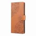 For Samsung Galaxy S25 Edge 5G Rose Flower Embossed 3-Card Slots Leather Phone Case(Brown) - 2