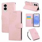 For Samsung Galaxy S25 Edge 5G Rose Flower Embossed 3-Card Slots Leather Phone Case(Pink) - 1
