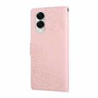 For Samsung Galaxy S25 Edge 5G Rose Flower Embossed 3-Card Slots Leather Phone Case(Pink) - 3