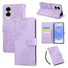 For Samsung Galaxy S25 Edge 5G Rose Flower Embossed 3-Card Slots Leather Phone Case(Purple) - 1