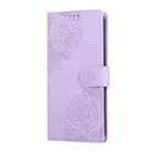 For Samsung Galaxy S25 Edge 5G Rose Flower Embossed 3-Card Slots Leather Phone Case(Purple) - 2