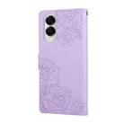 For Samsung Galaxy S25 Edge 5G Rose Flower Embossed 3-Card Slots Leather Phone Case(Purple) - 3